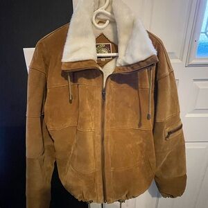Vintage Learsi brown leather jacket faux shearling lining